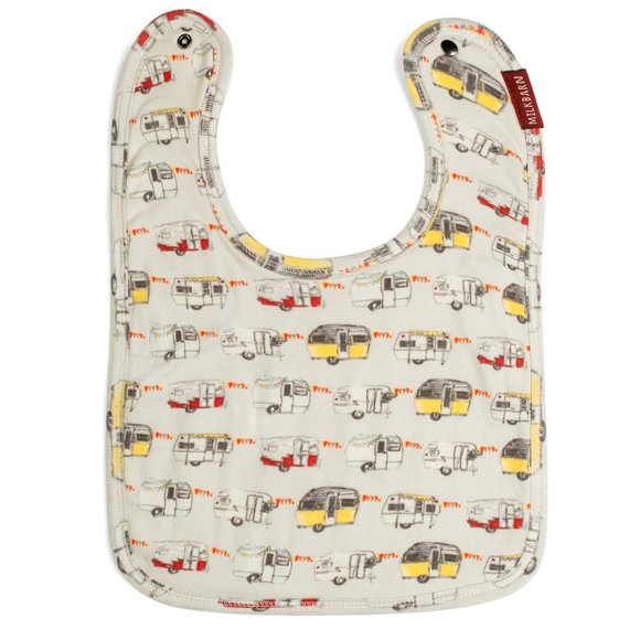 Milkbarn Organic Cotton Three-Layer Traditional Bib -- Vintage Trailers NWT - Picture 1 of 2